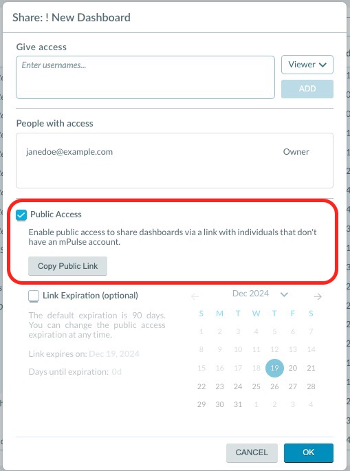 mPulse Feature Release - Public Dashboard Sharing